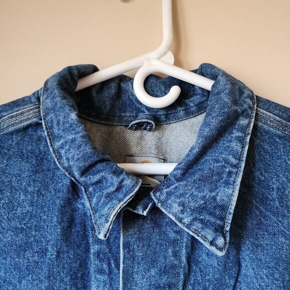 Vintage Carhartt Jean Jacket Mens Size XL Tall Denim Trucker Made In USA J12DST - Picture 3 of 10